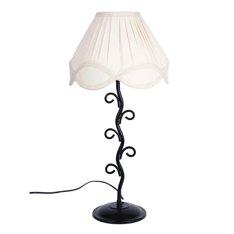 Celeneva Cotton Table Lamp With Iron Base - White media 4