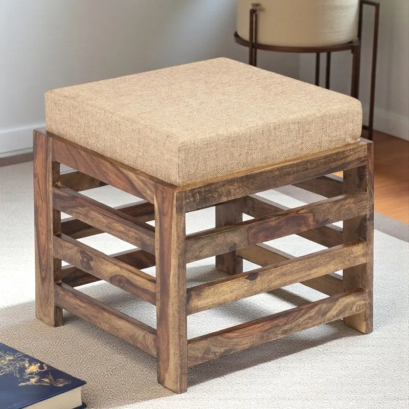 Tavro Sheesham Wooden Bench with Stool (Beige) - Two Piece Set media 1