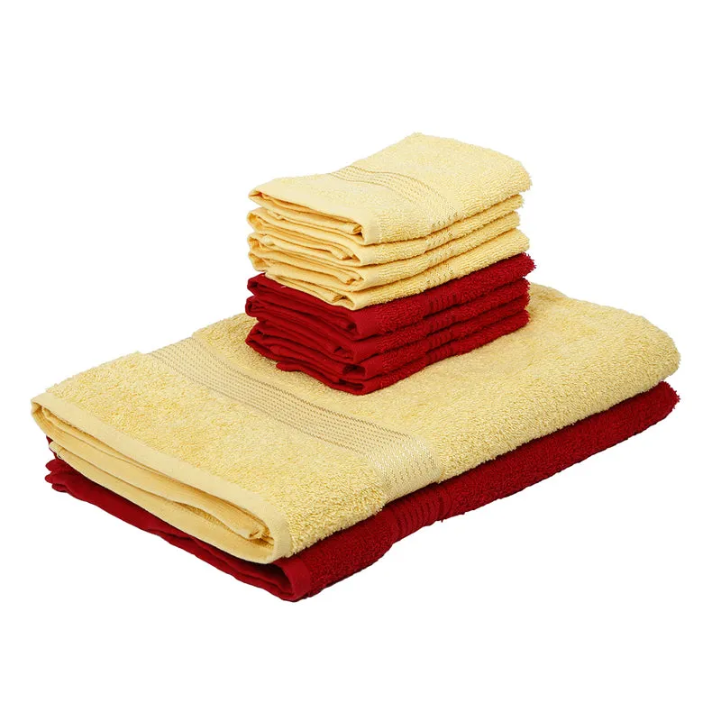 Comfora Bath & Face Towel Set (Yellow,Pink) - Ten Piece Set media 3