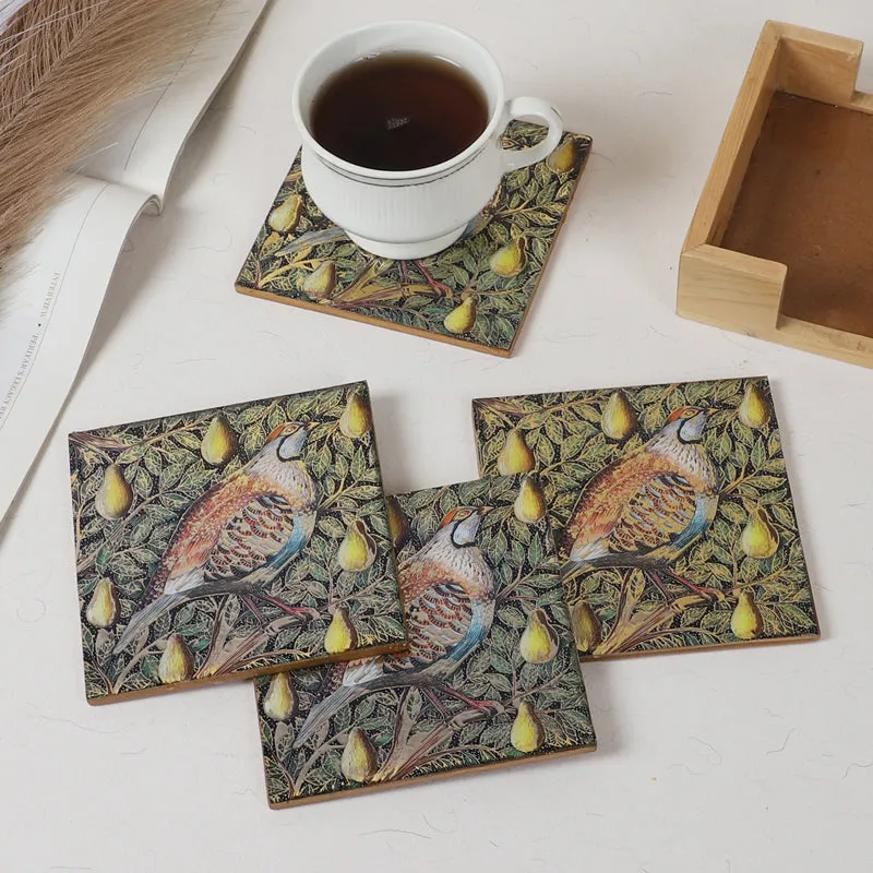 Plumora Wooden Coaster with Stand - Five Piece Set media 1