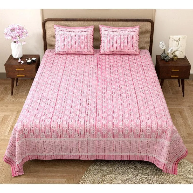 Tulia Cotton Bedsheet (Pink) -144 TC media 4