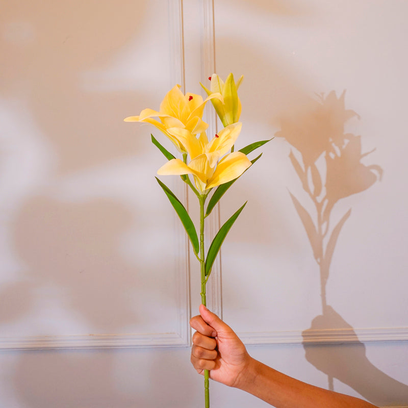 Faux Orienpet Lily Flower Stick (Yellow) - 24 CM media 3