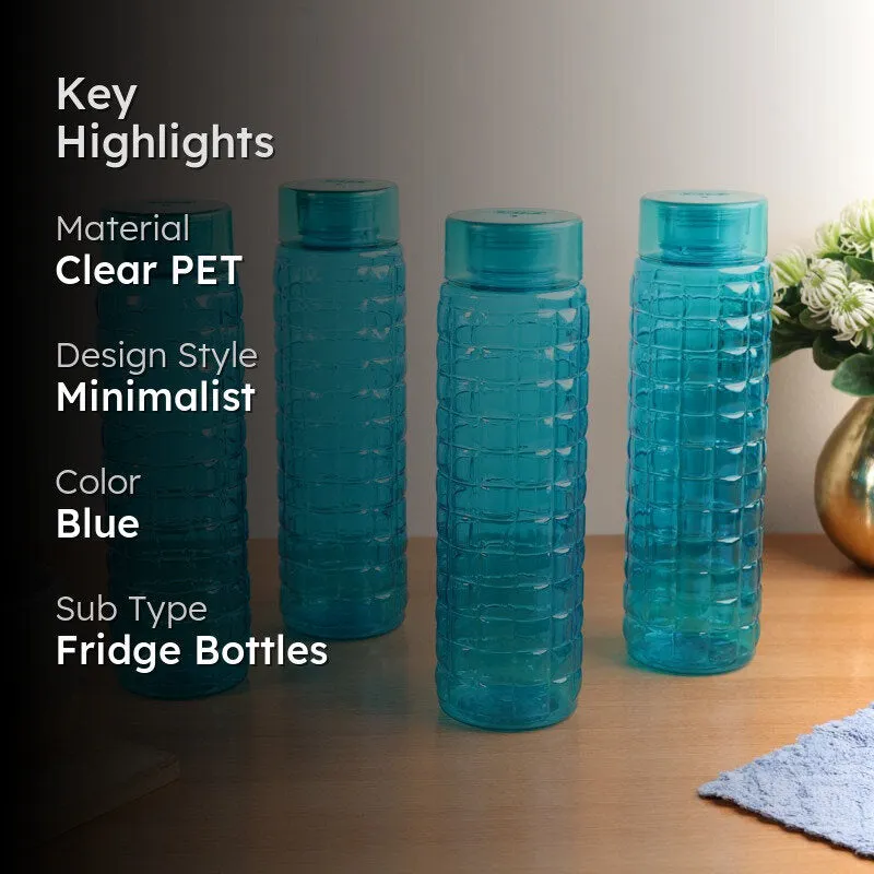 AquaGrid Blue Clear PET Bottle (1000 mL Each) - Set Of Four media 2