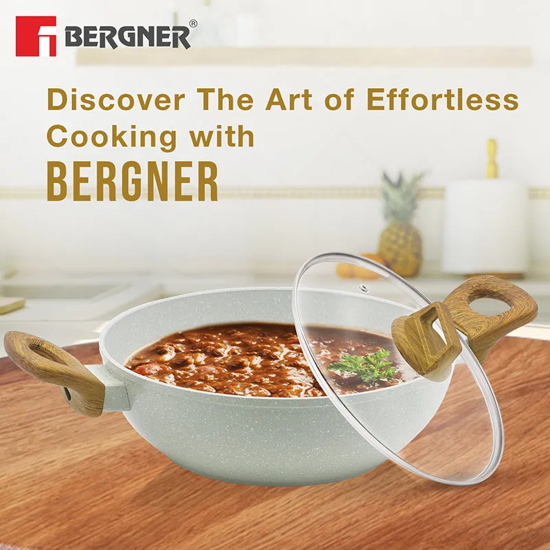 Bergner Smooth Sear Non-Stick Kadhai With Lid (26 cm/2000 mL) - Set of Two media 5