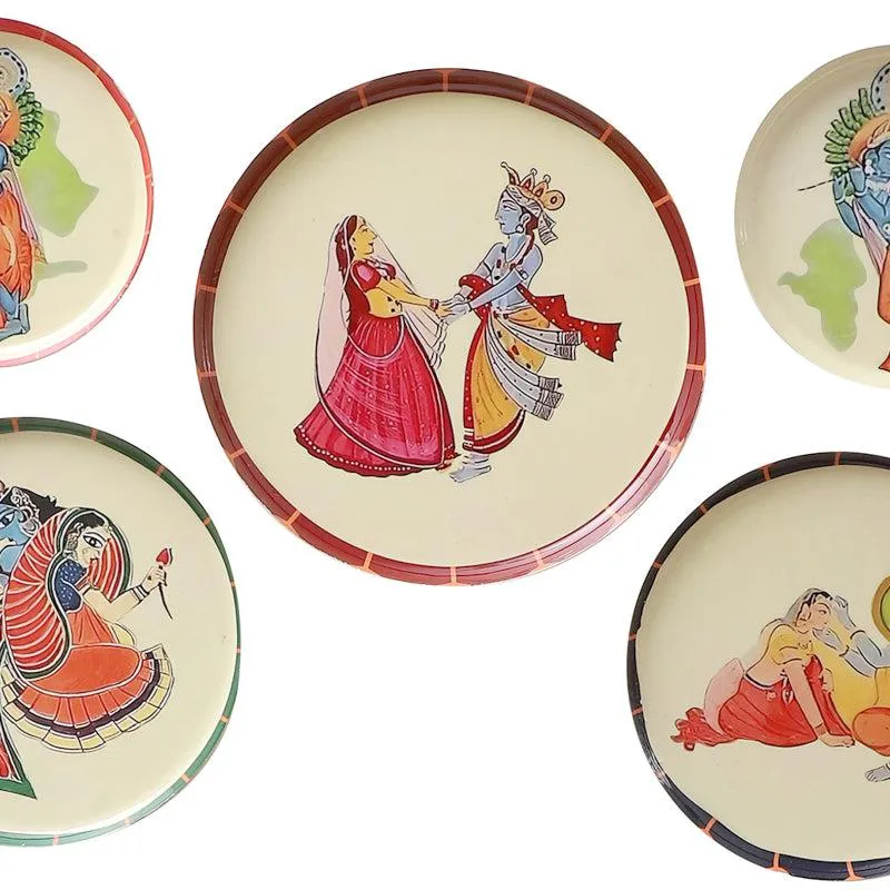 Radhey Krishna Iron Wall Plate - Set Of Five media 3