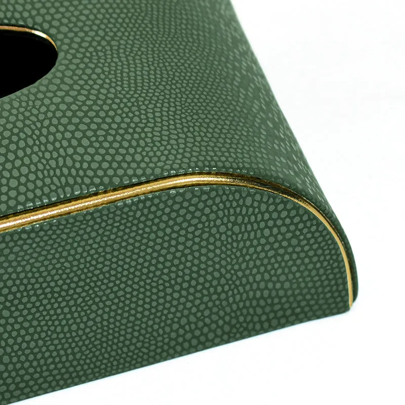 Tisquo Curve Faux Leather Tissue Box - Olive Green media 7