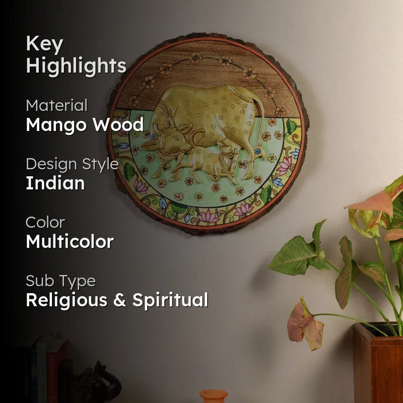 Varlin Golden Cow & Calf Mango Wood Wall Accent media 2