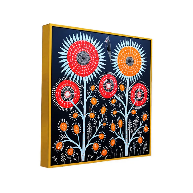 Fleura Pattern Canvas Wall Art With Frame media 3