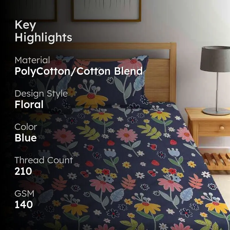 Gouche Florals Bedsheet - 140 GSM media 2