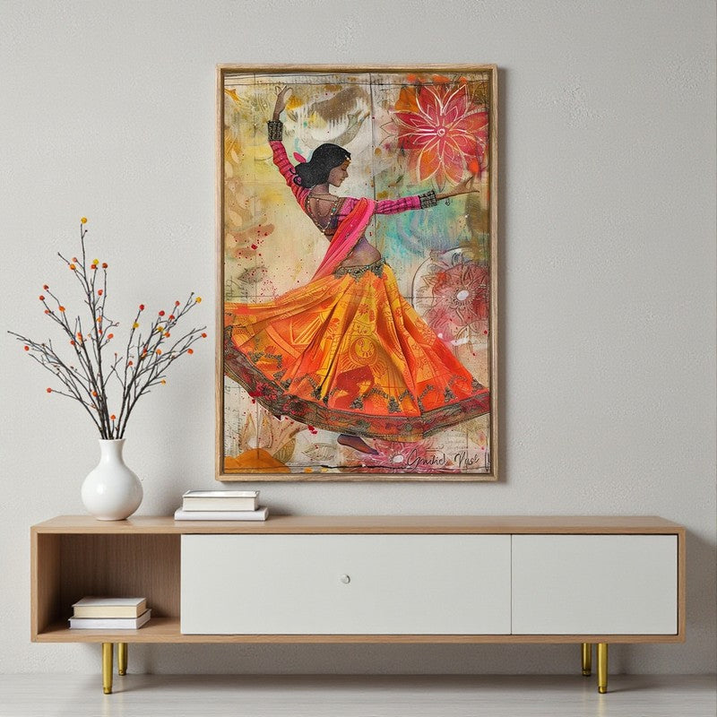 Garba Grace Canvas Traditional Wall Art With Frame media 3
