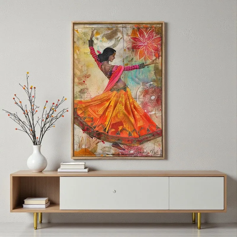 Garba Grace Canvas Traditional Wall Art With Frame media 3
