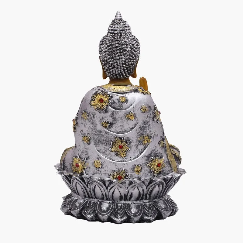 Solace Buddha Polyresin Idol (12 inches) - Silver media 6