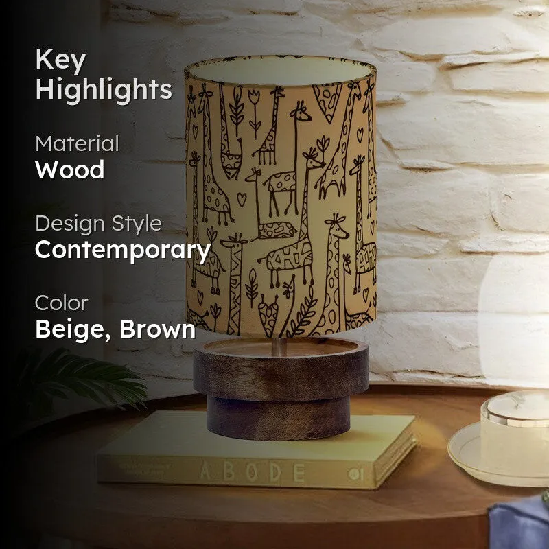 ZenGlow Nordic Style Wooden Table Lamp - Beige,Brown media 2