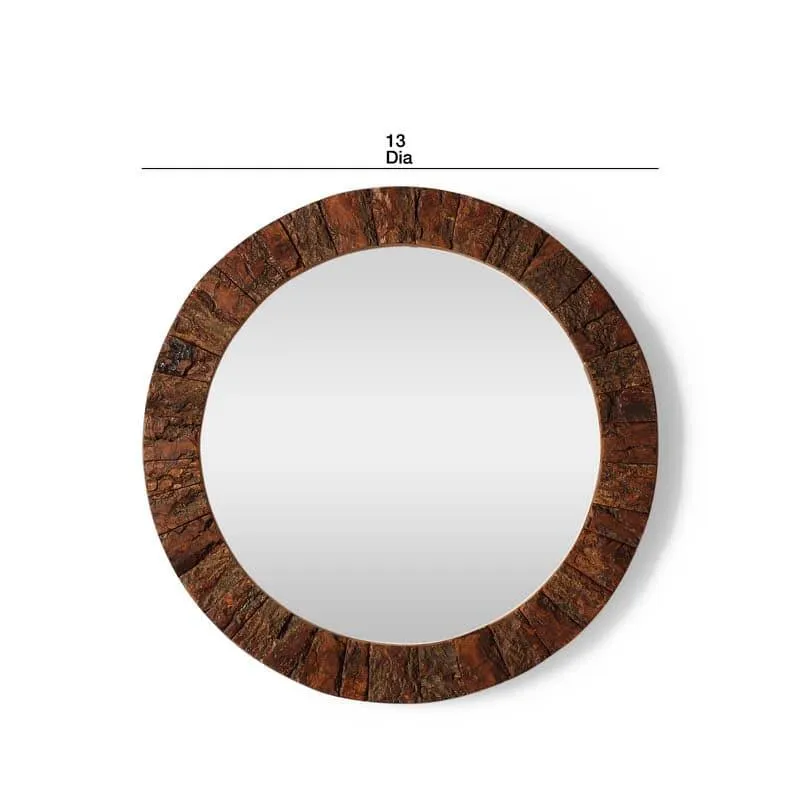 Round Timber Wall Mirror media 6
