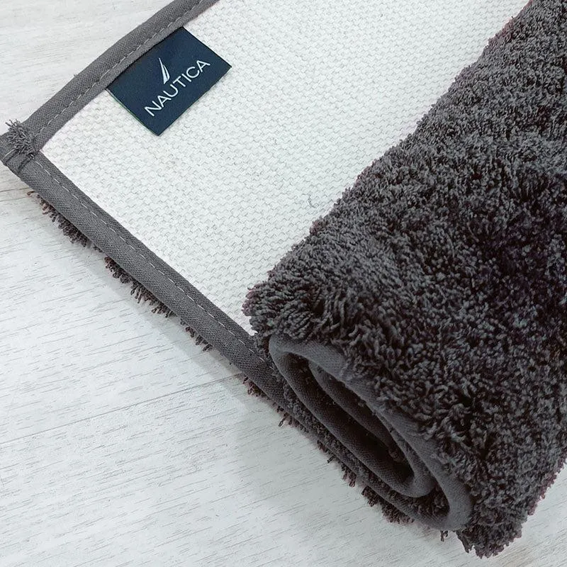 Nautica Cashmere Step Solid Anti-Skid Bath Mat - Dark Grey media 3