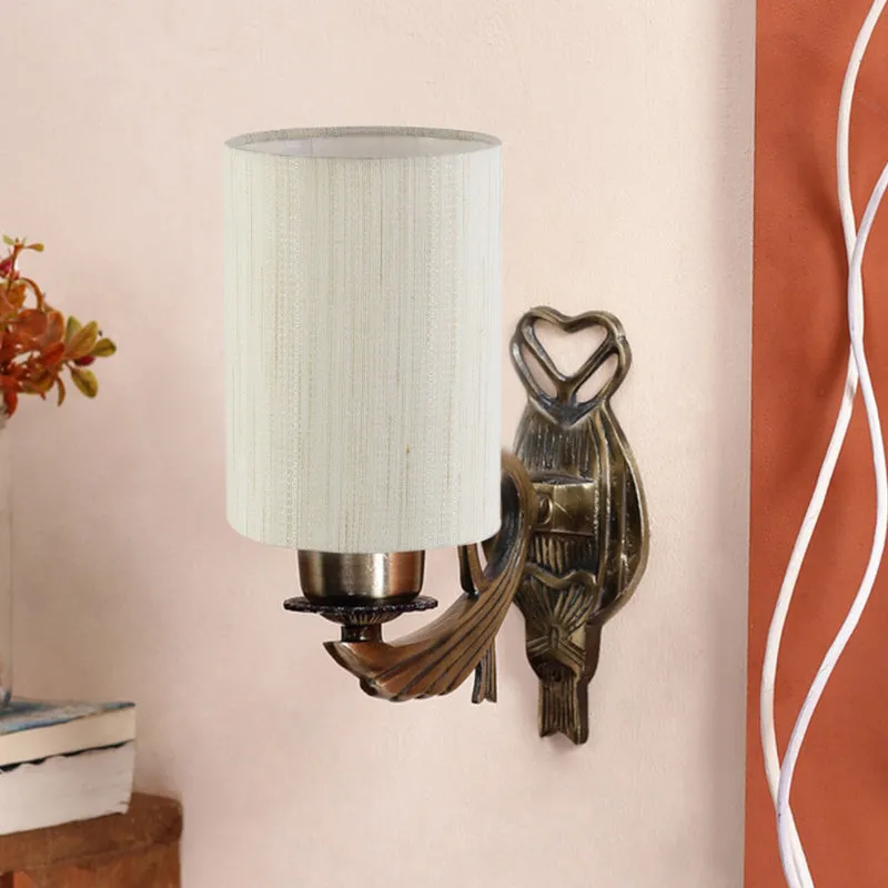 Love Gleam Atva Cylindrical Fabric & Metal Wall Lamp - Off White media 3