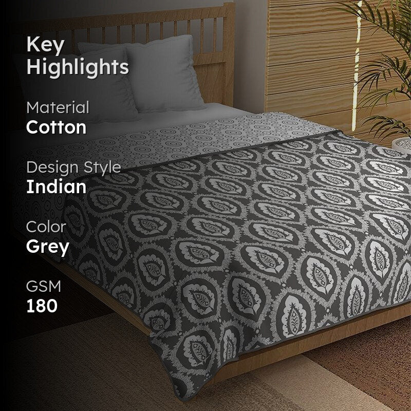 Jinita Reversible Cotton Dohar (Grey)  - 180 GSM media 2