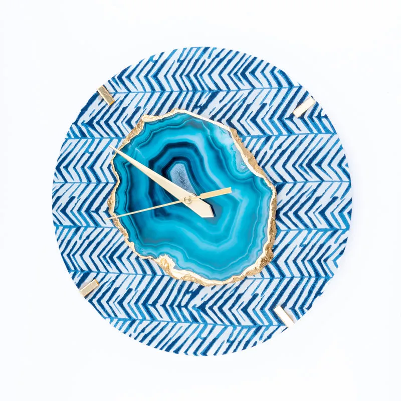 Azure Chevron MDF Wall Clock - Round media 4