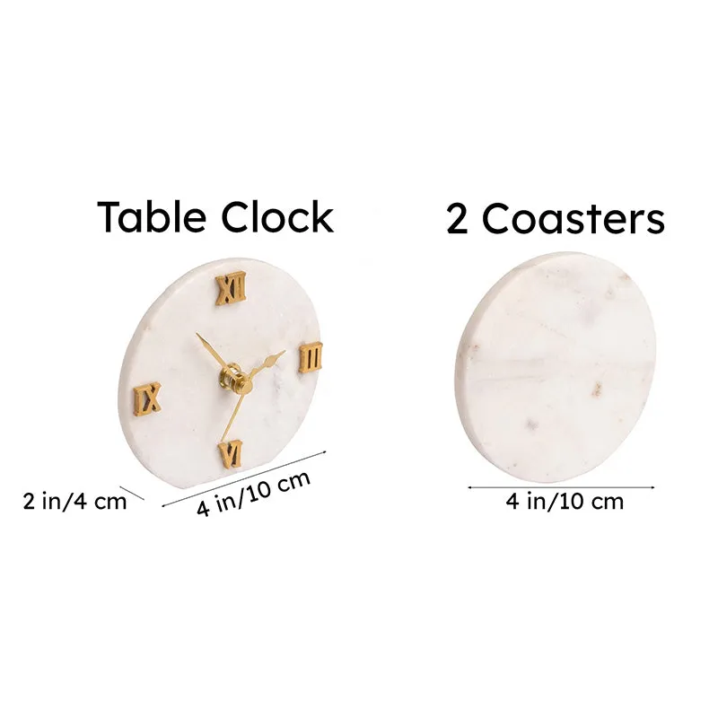 Marbre Marble Desk Clock With Coaster - Three Piece Set media 7