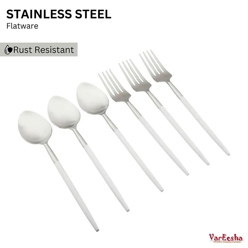 Stirling Stainless Steel Cutlery Set (Silver & White) - Twelve Piece Set media 5