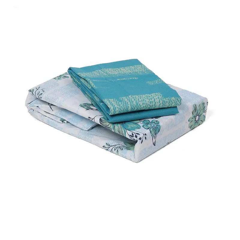 Monte Carlo Petal Story Cotton Bedsheet (White,Blue) - 104 TC media 8