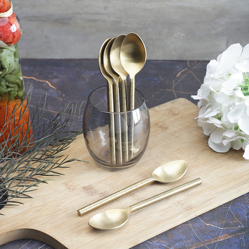 Zarifa Stainless Steel Spoon Set (Gold) - Set Of Six