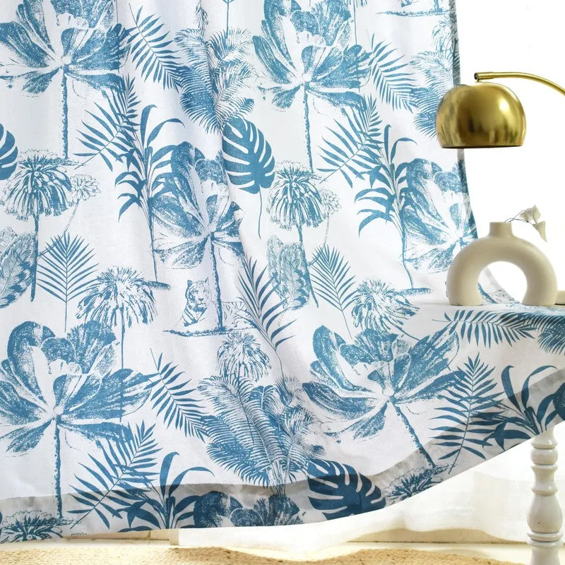 Tranquebar Home Nature Grove Cotton Curtains(Blue) - Set Of Two media 4