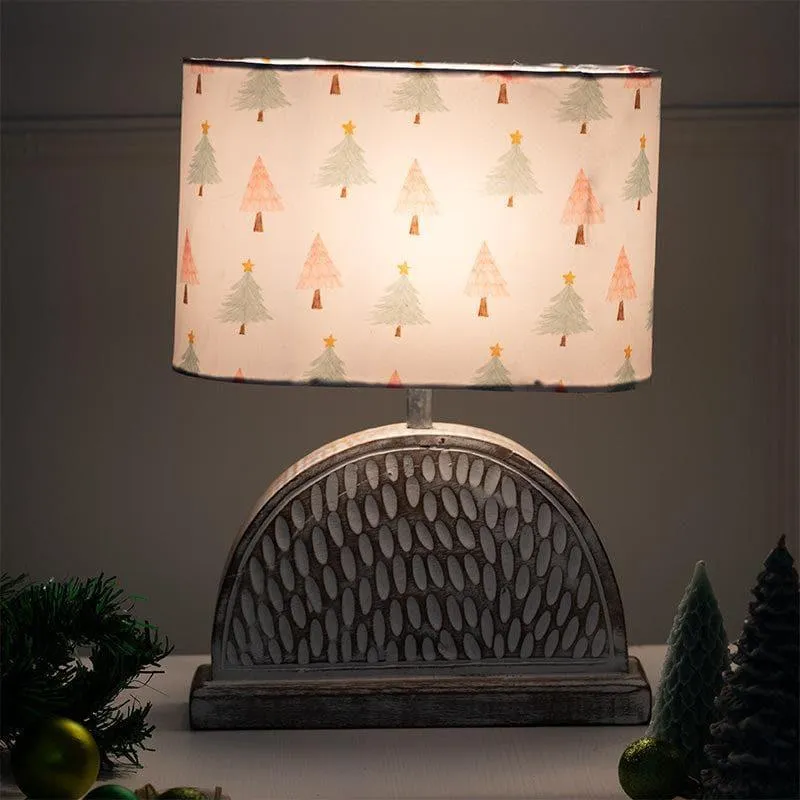 Christmas Tree Hemidome Fabric Table Lamp - White - 1