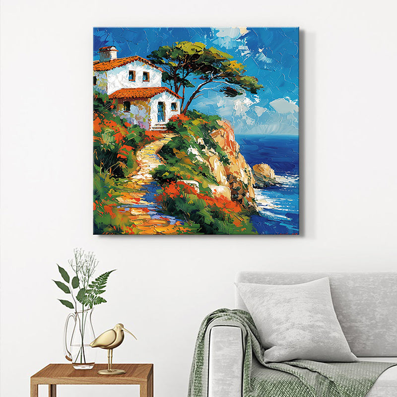 Coastal Beachhouse Poly Canvas Wall Painting