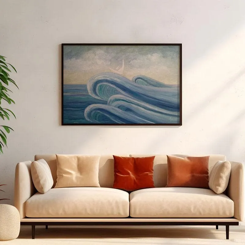 Crowning The Waves Canvas Wall Painting - Black Frame media 4