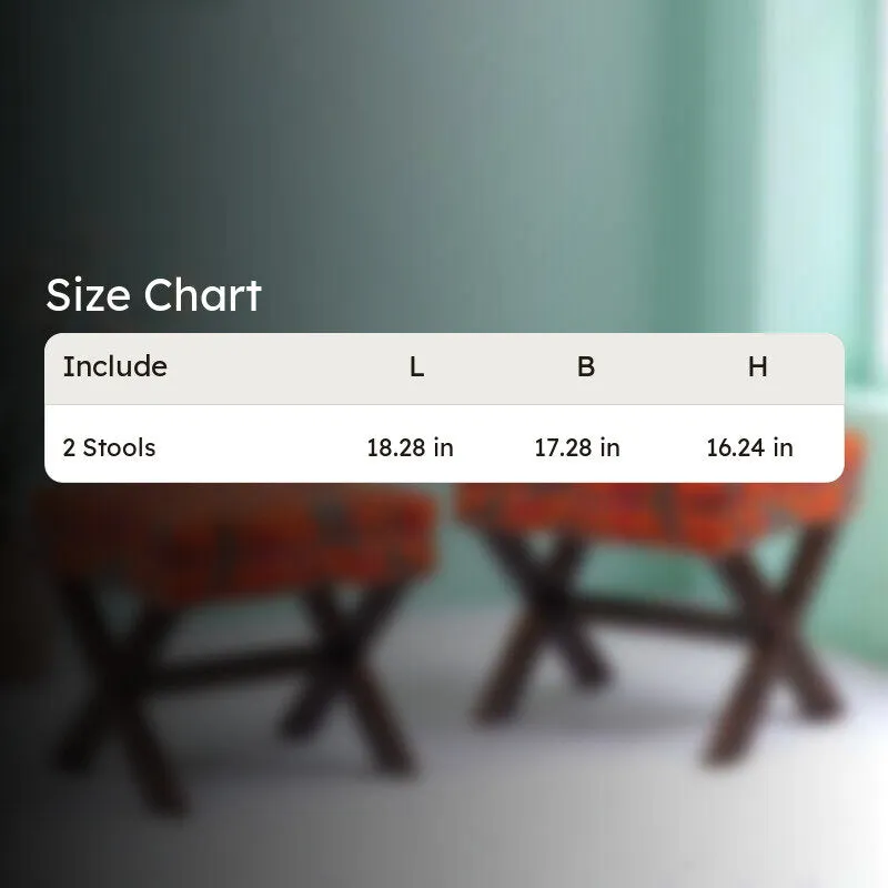 Jirox Sheesham Wooden Stools (Orange) - Set Of Two media 11