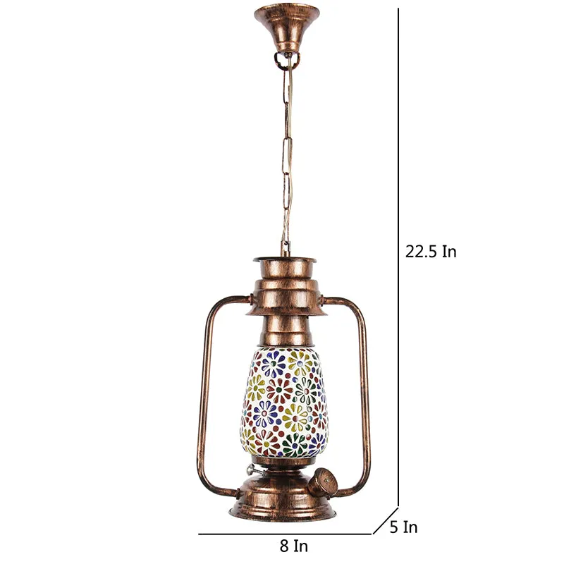 Madhura Mosaic Lantern Glass Ceiling Lamp - Copper media 5
