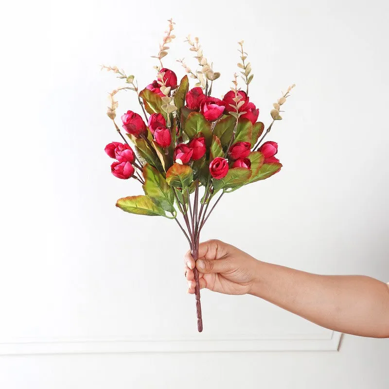 Cross Mini Rose Artificial Flower Bunch - Red media 3