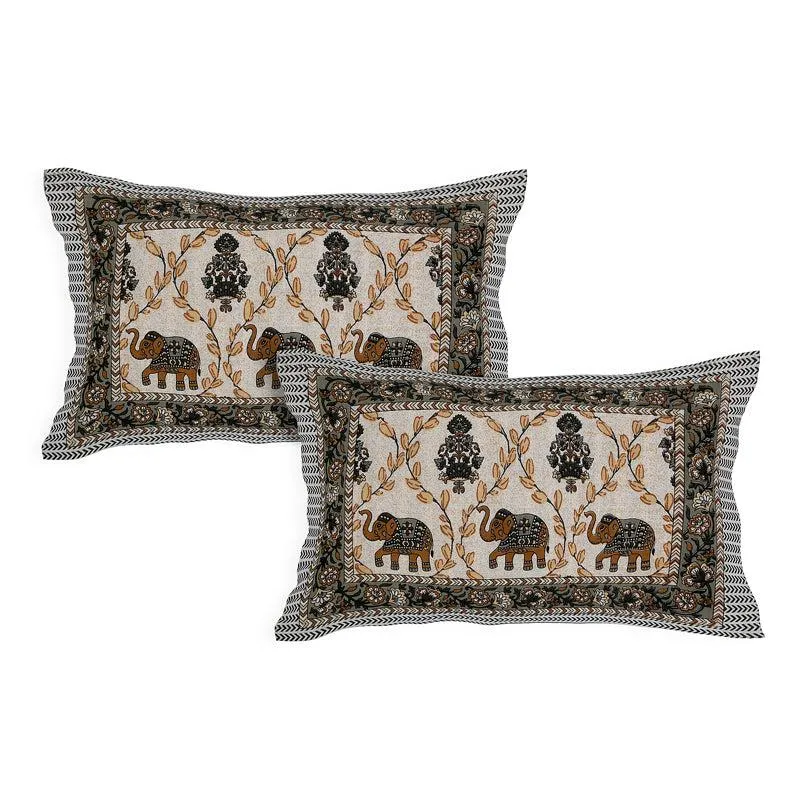Tejas Ethnic Cotton Bedsheet (Green,Brown) - 180 TC media 4