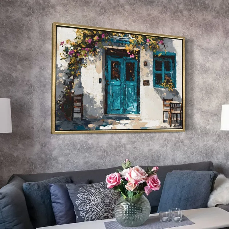 Blue Shutters Canvas Wall Painting With Frame media 6