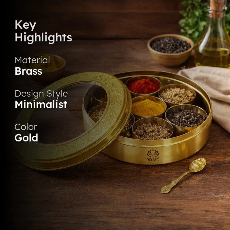 Seara Brass Masala Box with Conatiners - Eight Piece Set media 2