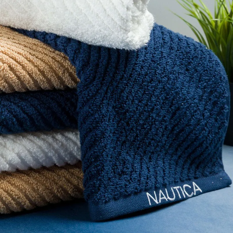 Nautica Riviera Soft Cotton Hand Towel (White, Dark Blue & Yellow) - Set Of Six media 4