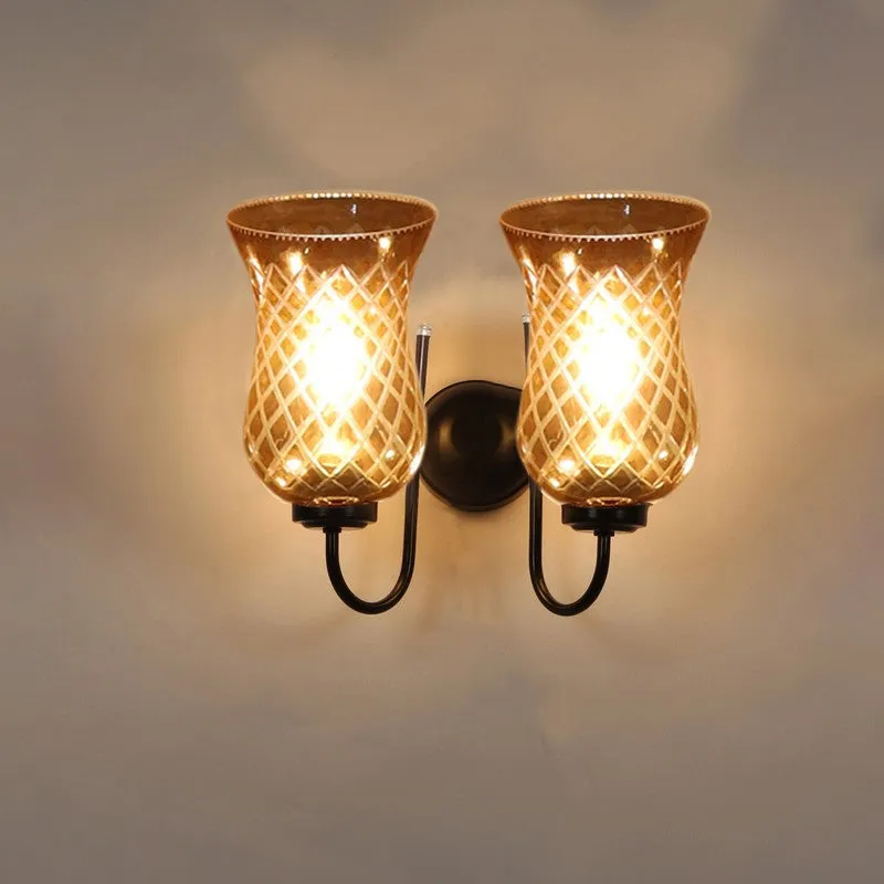 Honey Glow Twin Shade Glass Wall Lamp media 7