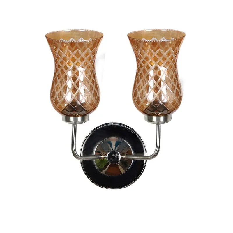 Honey Glow Silver Base Decorative Glass Wall Lamp media 6