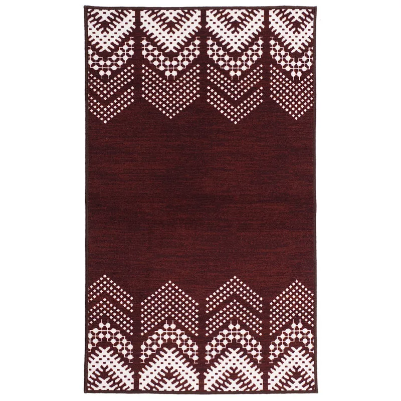 Deep Chevrons Anti-Skid Carpet - Maroon media 1