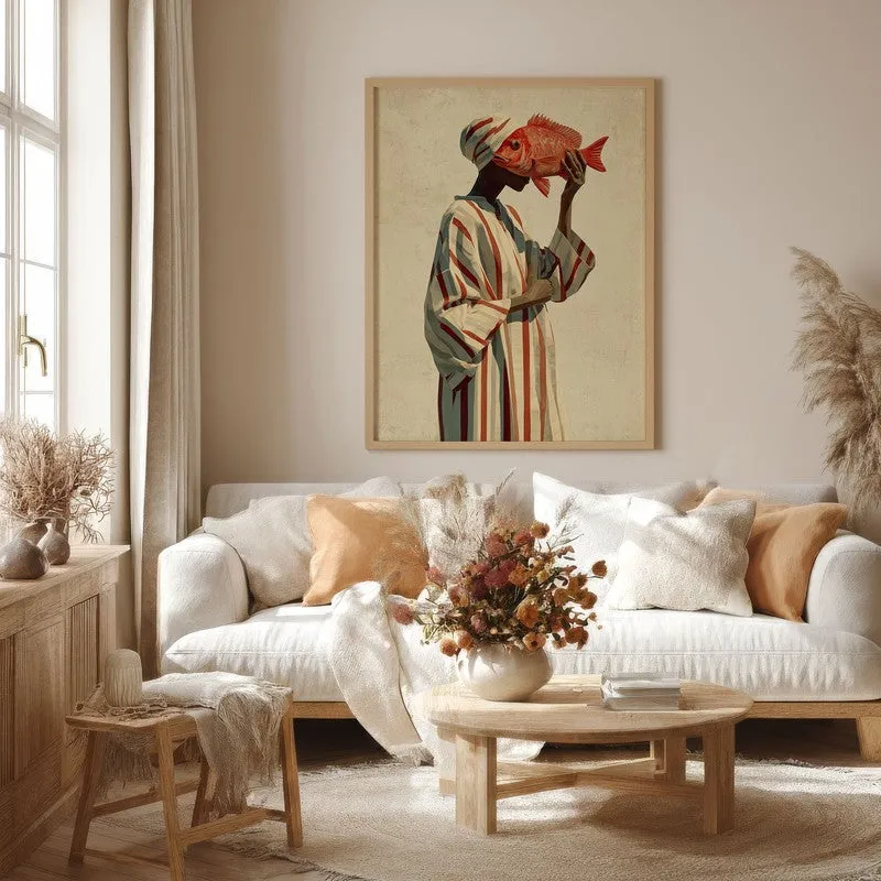 Ember Fin Canvas Wall Painting - Brown Frame media 4