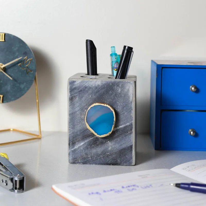 Neiro Marble & Agate Stationary Holder - Turquoise media 1