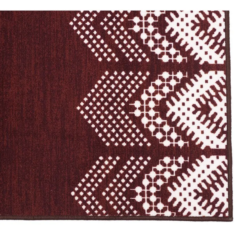 Deep Chevron Nylon Runner Rug - Maroon media 4