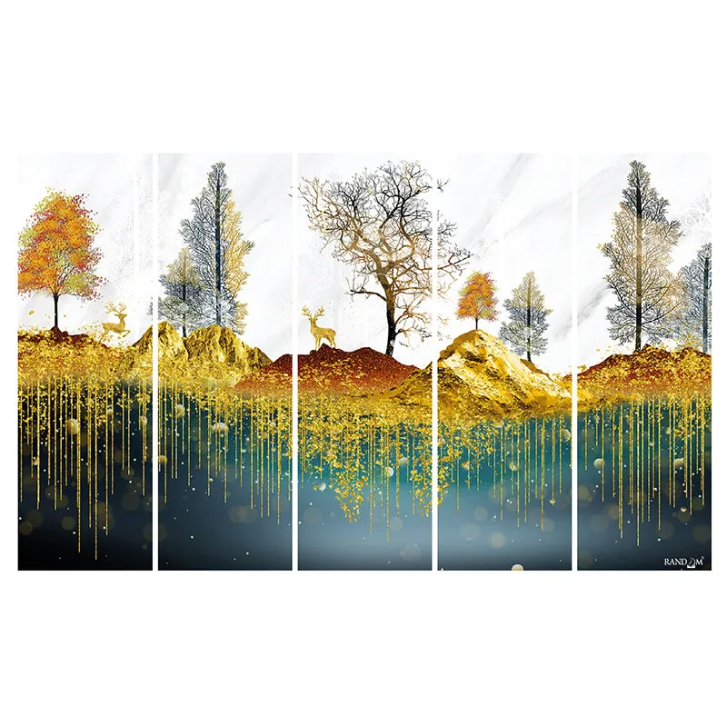 Golden Meadows Canvas Wall Art - Set Of Five media 4
