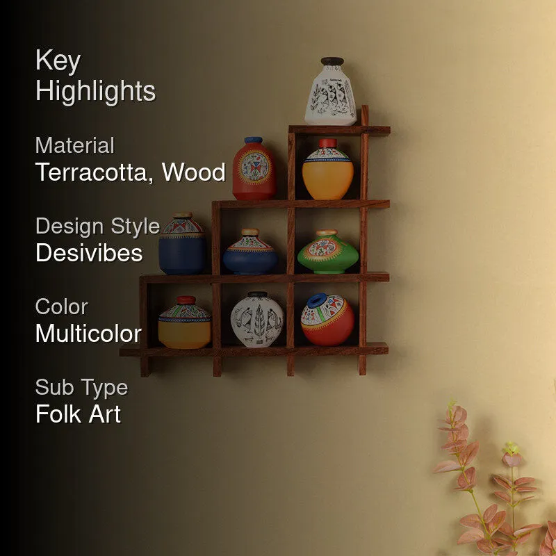 Warli Box Terracotta & Wood Wall Accent - Ten Piece Set media 2
