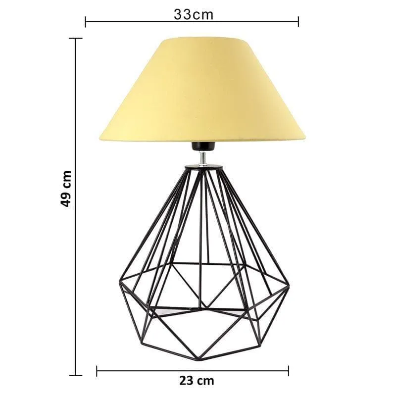 Diamond Dust Black Fabric Table Lamp - Yellow,Black media 6