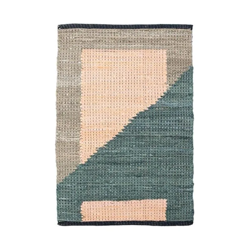 Solven Cotton Door Mats - Blue, Beige media 8