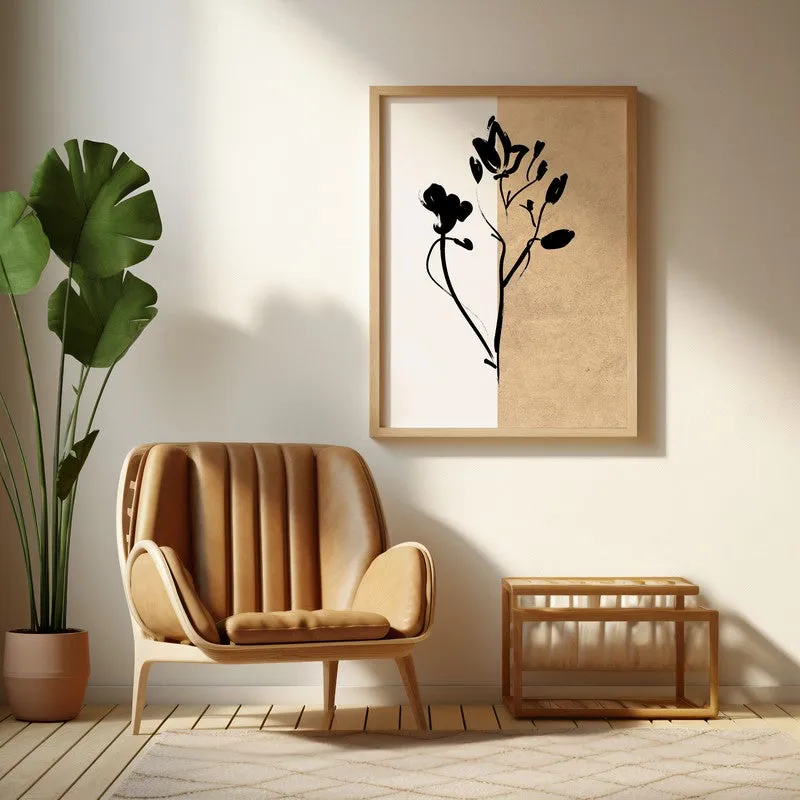 Dual Bloom Canvas Wall Painting With Brown Frame media 6