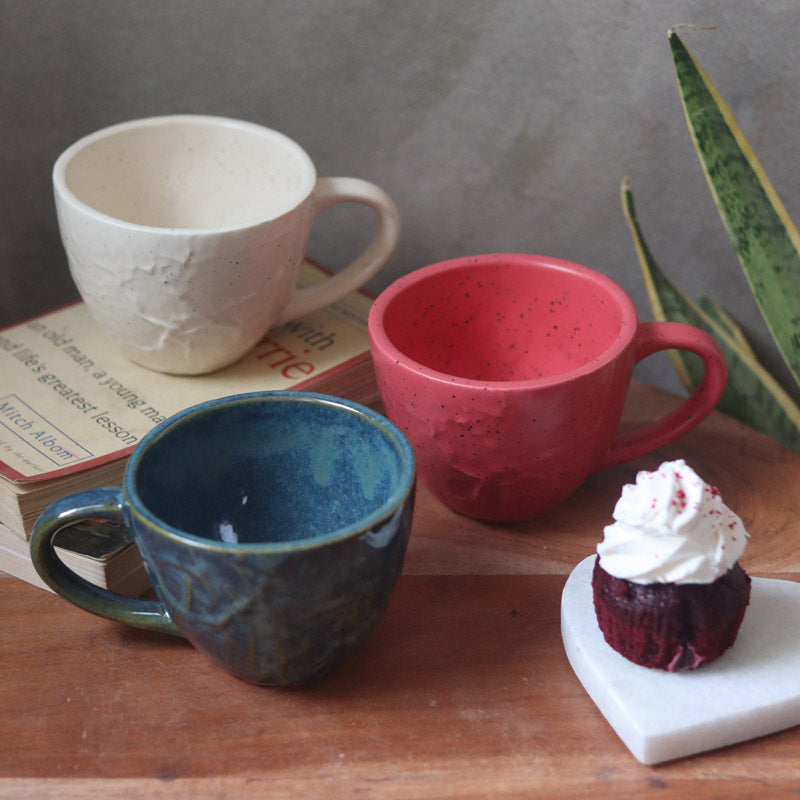 Meva Ceramic Tea Cup (230 mL Each) - Set of Three - 230 ML