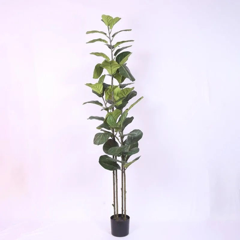 Majestic Fiddle Leaf Fig Artificial Plant With Black Plastic Pot media 4